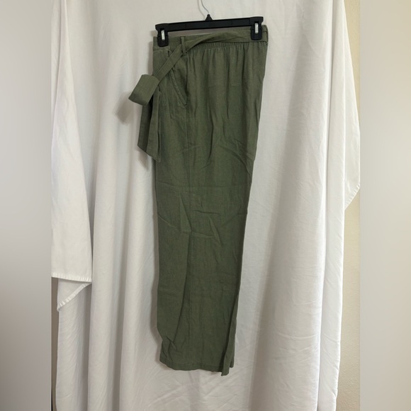 Olive Green Linen Pants - Picture 3 of 4